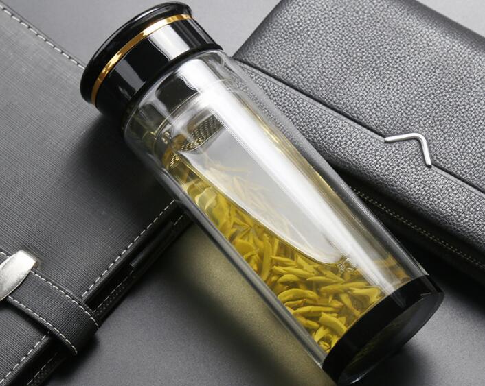雙層玻璃保溫水杯 水晶玻璃紅茶杯子